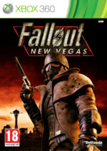 Framsidan av spelboxen till tv-spelet Fallout: New Vegas på Microsoft Xbox 360 i europeisk PAL utgåva