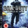 Framsidan av spelboxen till tv-spelet Call of duty world at war till playstation 3 i europeisk pal utgåva