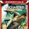 Framsidan av spelboxen till TV-spelet uncharted drakes fortune essentials på ps3 (Playstation 3) i europeisk PAL utgåva