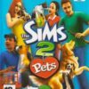Framsidan av spelboxen till tv-spelet The sims 2: Pets på Playstation 2/ps2 i europeisk pal utgåva