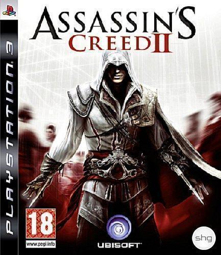 Framsidan på spelboxen till Ubisofts äventyrsspel Assassins creed II på playstation 3