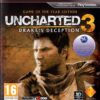Framsidan av spelboxen till TV-spelet Uncharted 3: Drake's Deception - Game of the Year Edition till Sony Playstation 3 (PS3) i europeisk PAL utgåva