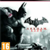 Framsidan av spelboxen till TV-spelet Batman Arkham city på Playstation 3 i europeisk pal utgåva
