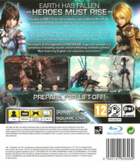 Baksidan av Star Ocean The Last Hope international på Sony Playstation 3 (PS3) i europeisk PAL utgåva