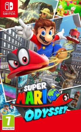 Framsidan till Super Mario Odyssey på Nintendo Switch i europeisk PAL utgåva