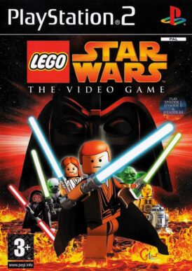 Framsidan till Travellers tales star wars baserade spel Lego star wars på PS2