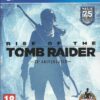 framsidan av spelboxen till tv-spelet Rise of the Tomb Raider - 20 Year Celebration Edition på Playstation 4 i europeisk pal utgåva