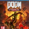 Framsidan av spelboxen till Tv-spelet Doom: Eternal på PS4 (Playstation 4) i Europeisk PAL utgåva