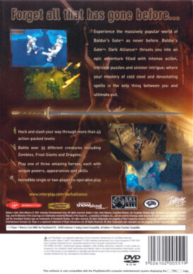 Baldur´s Gate Dark Alliance - Playstation 2 bak