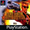 Framsidan av spelboxen till TV-spelet Duke Nukem: Time to Kill på Playstation 1 i europeisk PAL utgåva