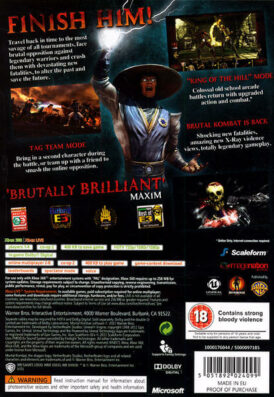Mortal Kombat Xbox 360 bak