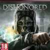 Framsidan av spelboxen till tv spelet Dishonored på PS3 (Playstation 3) i Europeisk PAL utgåva