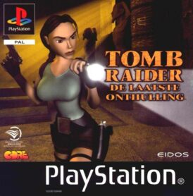 Framsidan av spelboxen till TV-spelet Tomb Raider The last revelation på ps1 i eropeisk pal utgåva.