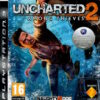 Framsidan av spelboxen till TV-spelet Uncharted 2 Among Thieves på Playstation 3 (PS3) i Europeisk PAL utgåva