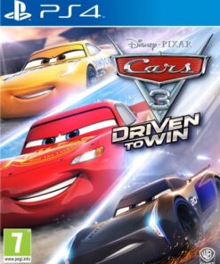 framsidan av spelboxen till tv-spelet cars 3 driven to win till playstation 4 i europeisk pal utgåva