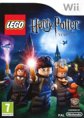 Framsidan av travellers tales Lego Harry Potter Years 1-4 på Nintendo Wii i europeisk PAL utgåva.