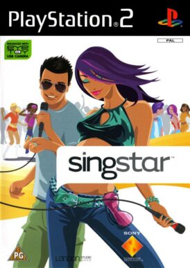 Framsidan till sonys Singstar på Playstation 2 i europeisk pal utgåva