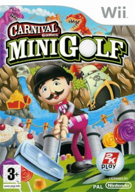 Framsidan av spelboxen till Carnival Games: Mini-Golf på Nintendo Wii i europeisk PAL utgåva