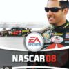 Framsidan av spelboxen till Nascar 08 på Playstation 2 i europeisk pal utgåva