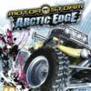 Framsidan av spelfodralet till tvspelet Motor Storm Arctic Edge på playstation 2 i europeisk pal utgåva
