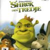 Framsidan av spelboxen till TV-spelet Shrek den tredje på sony playstation 2 i Svensk och europeisk pal utgåva