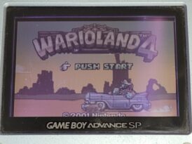 Titelskärmen till TV-spelet Wario Land 4 Game boy advance (GBA) i Europeisk EUR utgåva