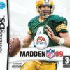 Framsidan av spelboxen till det handhållna TV-spelet Madden NFL 09 på Nintendo DS i Europeisk PAL utgåva