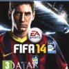 Framsidan av spelboxen till TV-spelet FIFA 14 på playstation 4 i europeisk PAL utgåva