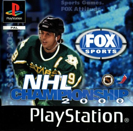Framsidan av tv-spelet NHL Championship 2000 på Playstation 1 i europeisk pal utgåva
