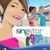 Framsidan av spelboxen till TV-spelet SingStar '90s på Playstation 2 i europeisk PAL utgåva