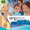 Framsidan av spelboxen till tv-spelet Singstar party på playstation 2 i europeisk PAL utgåva