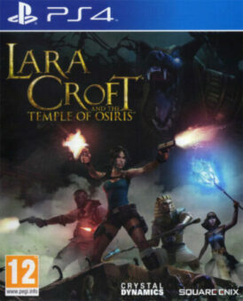 Framsidan av spelboxen till TV-spelet Lara Croft and the Temple of Osiris på Playstation 4 i europeisk pal utgåva