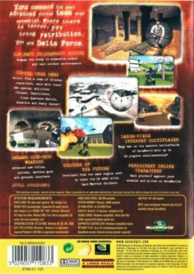 baksidan av spelboxen till tv-spelet Delta Force Land Warrior på pc i eu utgåva