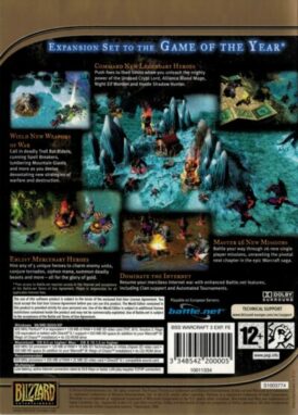 baksidan av spelboxen till datorspelet Warcraft III The Frozen Throne bestseller series till pc mac