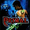 framsidan av spelboxen till tv-spelet Primal på Playstation 2 i europeisk pal utgåva.