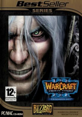 framsidan av spelboxen till datorspelet Warcraft III The Frozen Throne bestseller series till pc mac