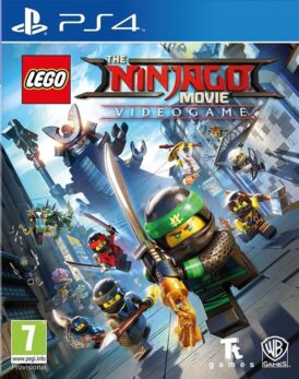 Framsidan av spelboxen till tv-spelet The LEGO NINJAGO Movie Video Game till playstation 4 i europeisk pal utgåva